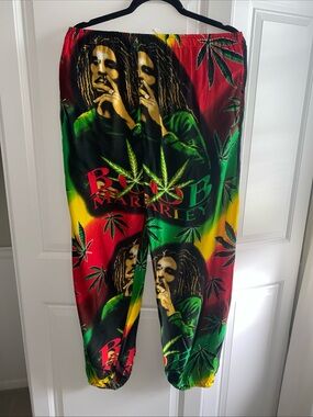 VTG‎ Bob Marley Pull On Elastic Waistband Pants Unisex Medium Jogger Style